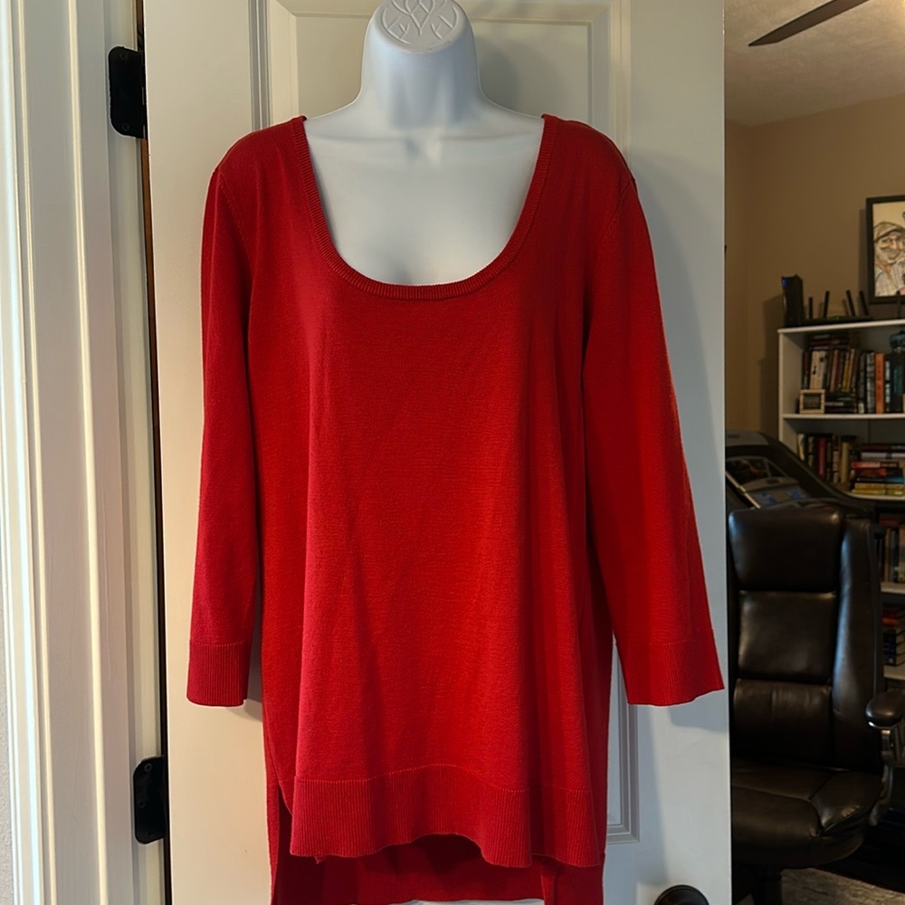 Scoop Neck Red Tunic Sweater